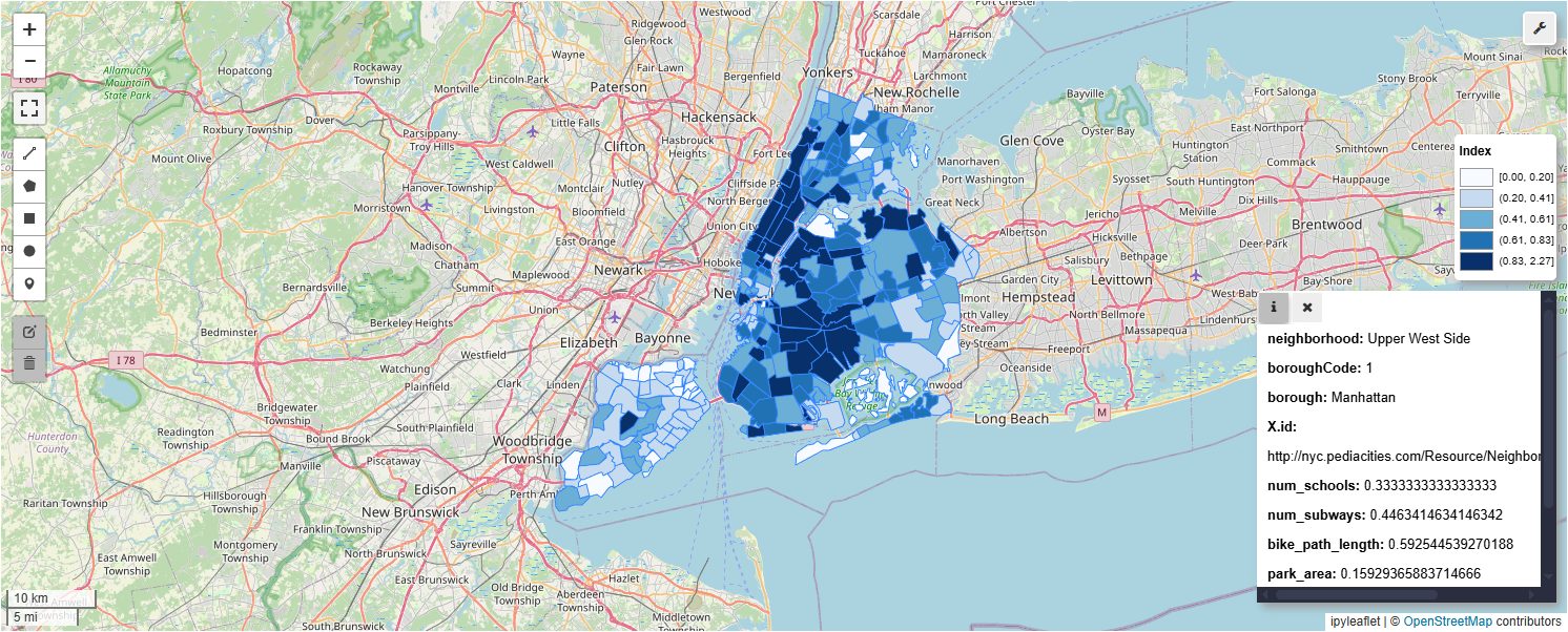 Neighborhood-level accessibility index across the five boroughs